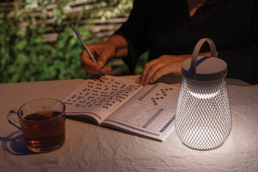 Logotrade promotional gift picture of: Aurora RCS recycled plastic USB re-chargeable table lamp